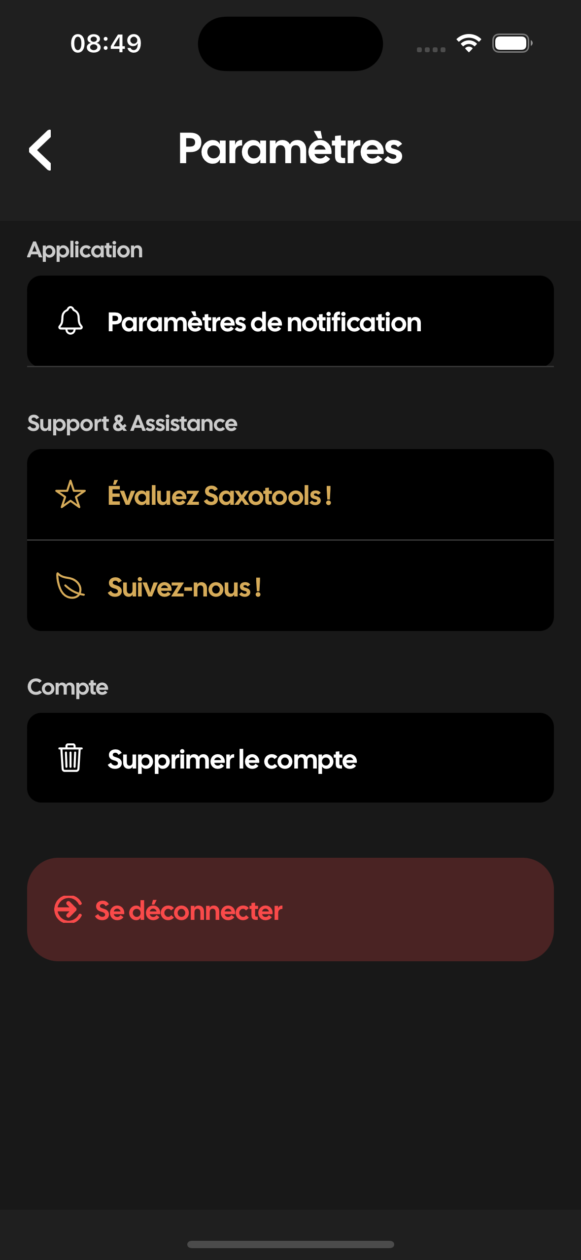 Step&nbsp;2 – Scroll to account section and press Delete Account