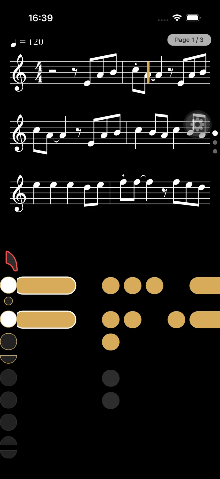 Interactive sheet music with animated alto saxophone fingerings