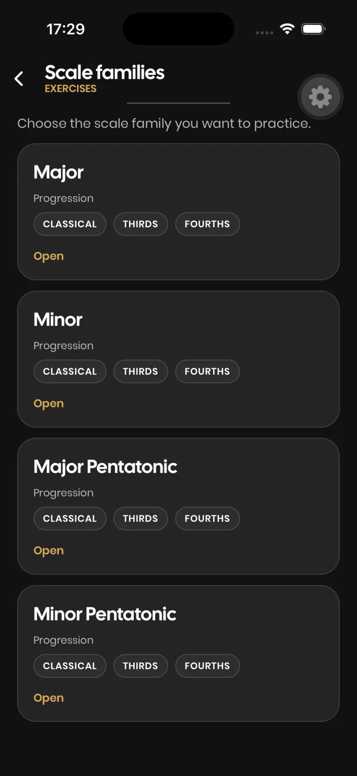 Scale family exercises in SaxoTools